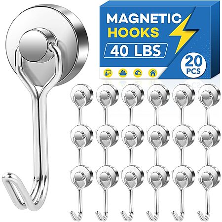 20-Pack LOVIMAG Heavy Duty Magnetic Hanging Hooks (40lbs+) $9.99 + Free Shipping w/ Prime or on $35+