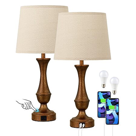2-Pack 22" Seealle Dimmable Bedside Touch Lamps w/ USB C+A $34.99 + Free Shipping w/ Prime or on $35+