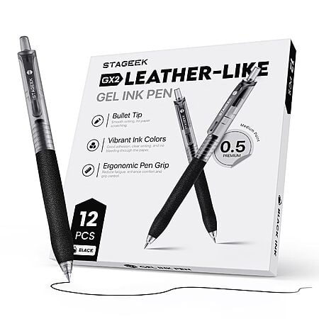 12-Count STAGEEK 0.5mm Fine Point Gel Pens (Black or Blue) $6.49 w/ S&S + Free Shipping w/ Prime or on $35+