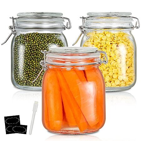 3-Pack 32-Oz YEBODA Food Storage Canister Glass Jars w/ Clamp Airtight Lids $11.96 + Free Shipping w/ Prime or on $35+