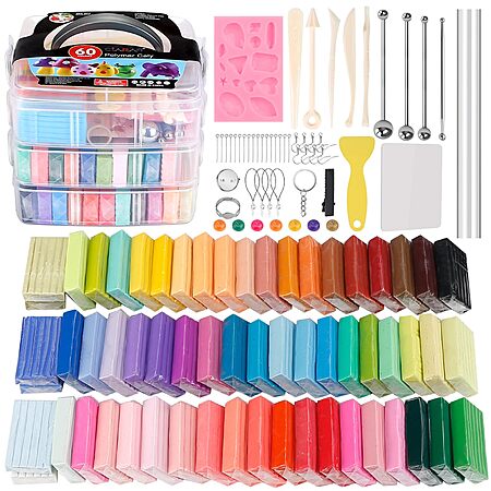 60-Colors 1-Oz CiaraQ Polymer Clay Starter kit w/ Sculpting Tools $13.49 + Free Shipping w/ Prime or on $35+
