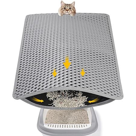 24"x15" ondware Double Layer Waterproof Cat Litter Mat for Litter Box (grey) $5.45 + Free Shipping w/ Prime or on $35+
