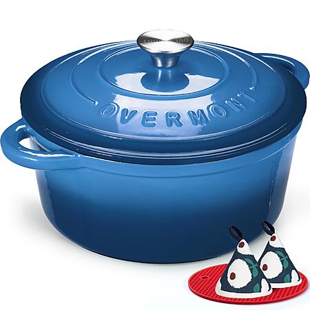 7-Qt Overmont Enameled Cast Iron Dutch Oven Pot w/ Lid $39.99 + Free Shipping