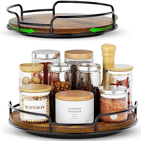 2-Pack 9"+10" WOWBOX Wood Lazy Susan Turntable Organizer $14.38 + Free Shipping w/ Prime or on $35+