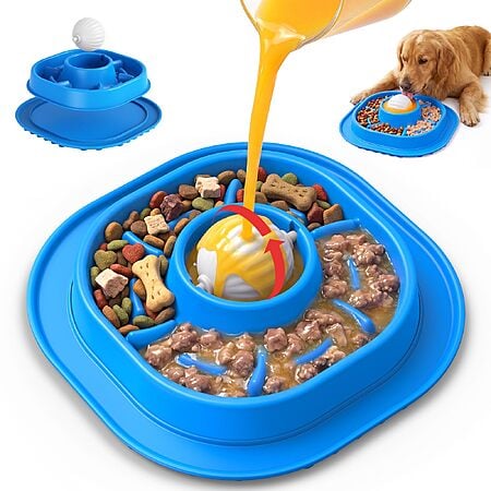 PandaTOP 2-in-1 Slow Feeder Dog Bowl w/ Rolling Ball (Blue) $8.49 + Free Shipping w/ Prime or on $35+