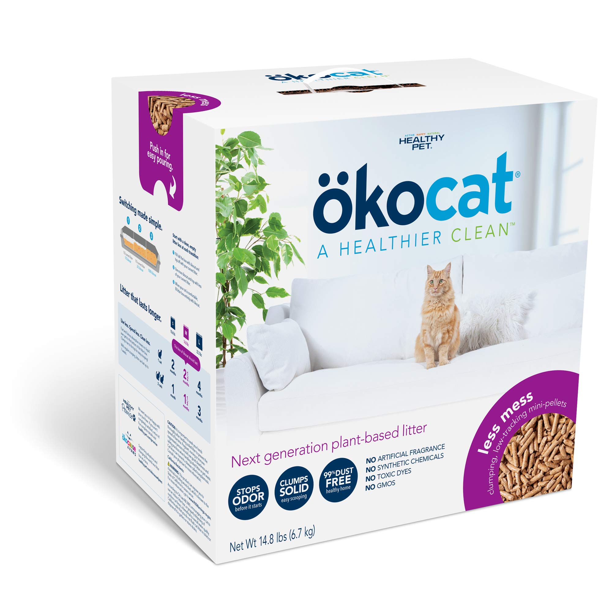 14.8 lb ökocat Natural Wood Clumping Cat Litter Style - Long hair ; Size - Medium $6.49