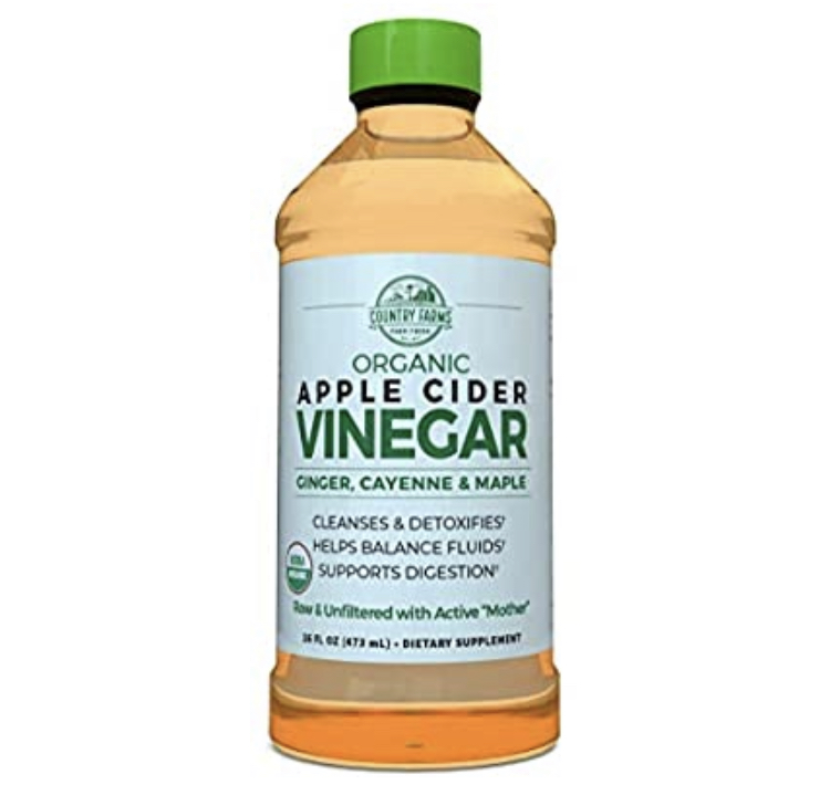 Country Farms Organic Apple Cider vinegar Liquid, USDA Organic with Ginger, Cayenne and Maple 32 servings $4.4