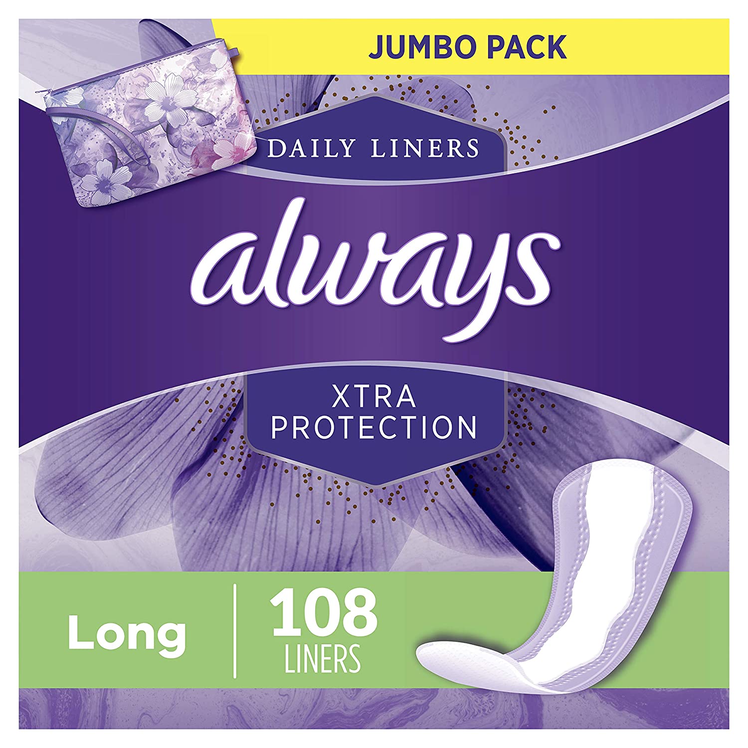 2 pack 108 Count each Always Xtra Protection Long Daily Liners Unscented for $11.23