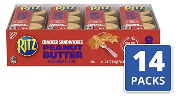 Ritz Peanut Butter Cracker Sandwiches – 1.38 oz 112 Individual Snack (14 Boxes) Packs $25 with S&amp;S