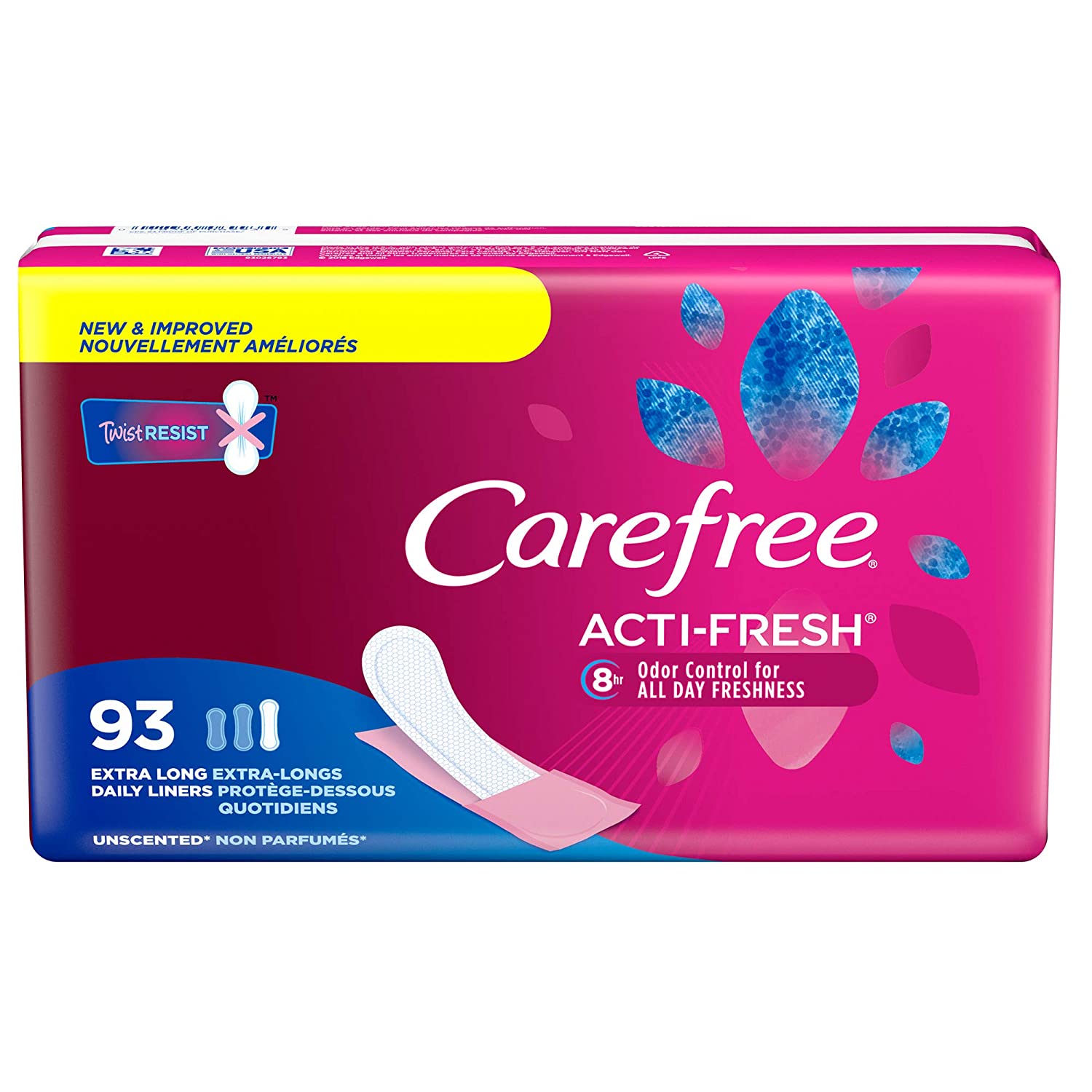 Carefree Acti-Fresh Thin Panty Liners, Soft and Flexible Feminine Care Protection, Extra Long, 93 Count $4.5