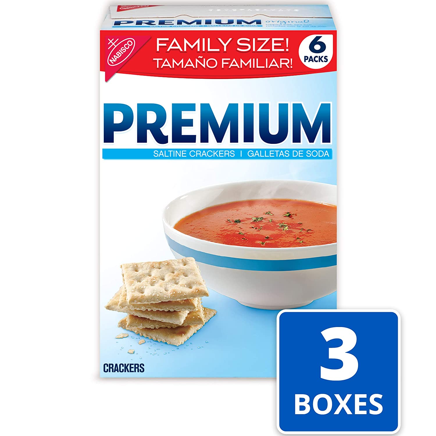 Premium Saltine Crackers, Family Size - 3 Boxes $7.15