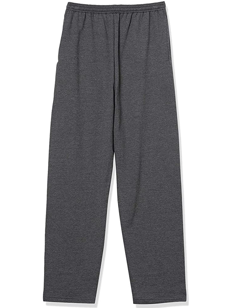 Hanes Men's EcoSmart Open Leg Fleece Pant with Pockets - Color: Charcoal Heather $7.99