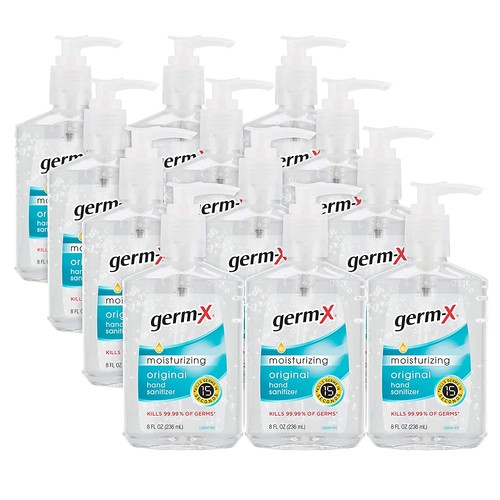 12 Pack 8 Fl Ounce Germ-x Hand Sanitizer, Original with Pump + $6.12 Filler $20.15