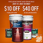 B&amp;M select states only: rebate on select paint: $10 for 1 gallon, $40 for 5 gallon at Home Depot B&amp;M only 7/21-7/24