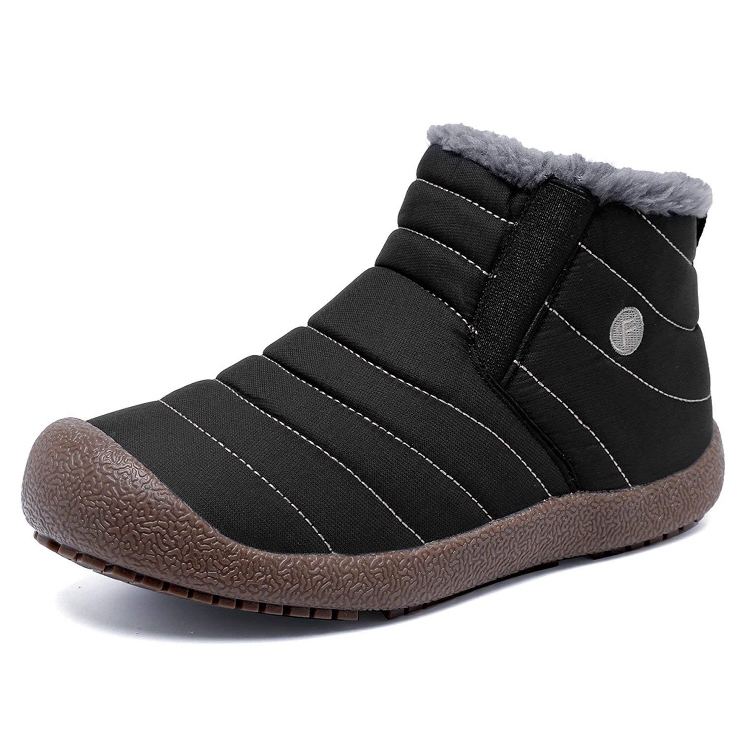 CIOR Men and Women Snow Boots Fur Lined Winter Outdoor Slip On Shoes Ankle Boots $13.50