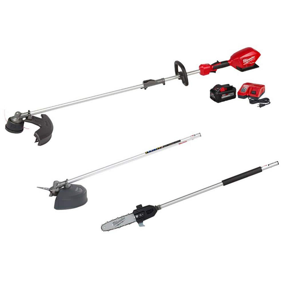 Milwaukee M18 FUEL 18V Lithium-Ion Brushless Cordless QUIK-LOK String Trimmer 8Ah Kit w/M18 Brush Cutter & Pole Saw Attachment 2825-21ST-49-16-2738-49-16-2720 - $389 at Home Depot