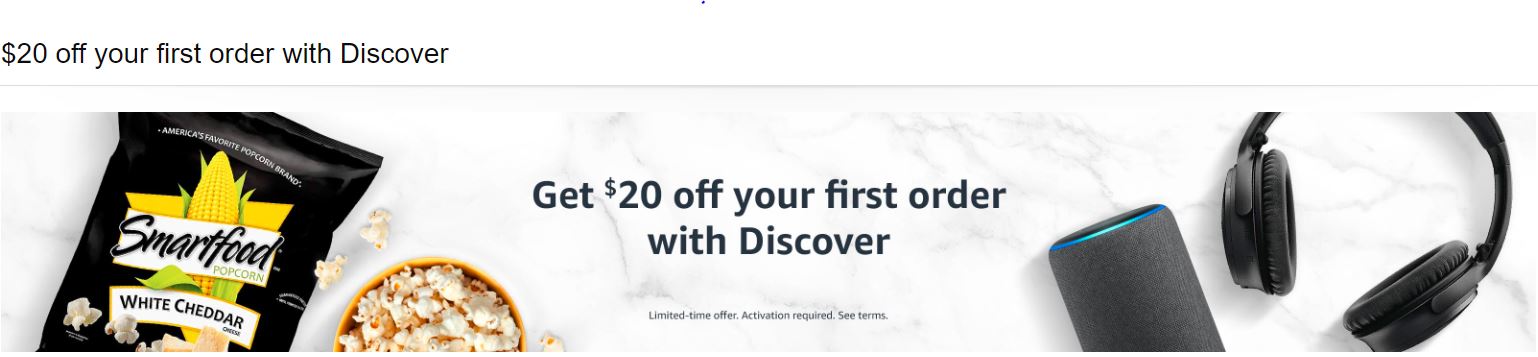 $20 off $20 your first order with Discover - YMMV