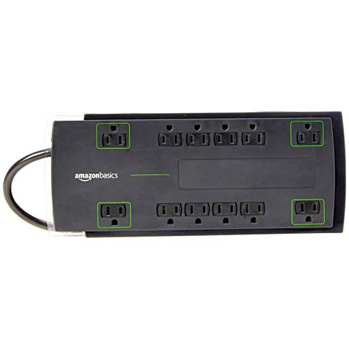 Amazon Basics 12-Outlet Power Strip Surge Protector - 4,320 Joule, 8-Foot Cord $17.21