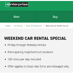 Enterprise 3 DAY WEEKEND CAR RENTALS  returns:..Starting at  about $39