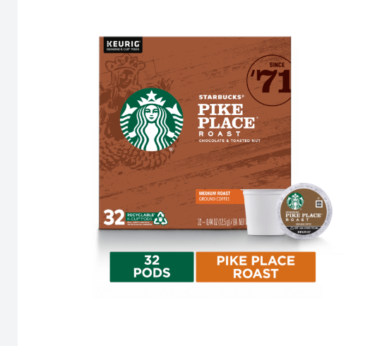 IN-STORE   VERY LIMITED --Starbucks Pike Place Roast Coffee K-Cup Pods (32 Pods) $5