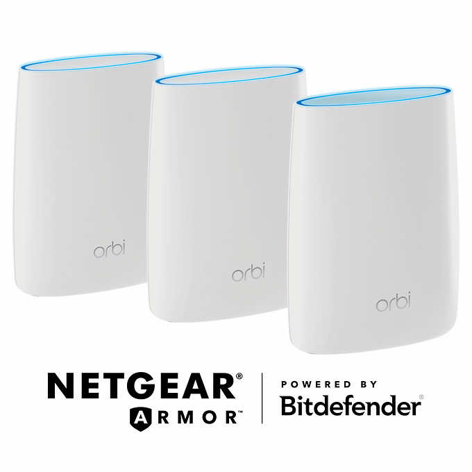 Netgear Orbi Whole Home Mesh Wi-Fi System with Advanced Cyber Threat Protection, 3-pack $319.99