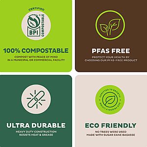 [25 Pack] 16 oz Compostable Paper Bowls with Lids Heavy-Duty Disposable  Bowls, Eco-Friendly Natural Bagasse Unbleached, Hot or Cold Use, 100%