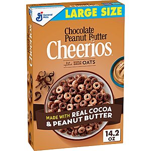 Chocolate Peanut Butter Cheerios Breakfast Cereal, Large Size, 14.2 oz $  2.92 Amazon S&S