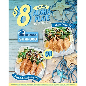 Ono Hawaiian BBQ Restaurants (CA/AZ): 'Pick One' Island Fish Aloha Plate $8 + Free Pickup