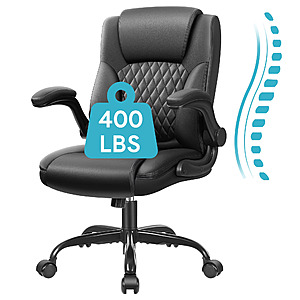 COOLHUT Leather Office Chair, Big and Tall Office Chair 400LBS Wide Seat Ergonomic High Back Executive Computer Chair - $69.79