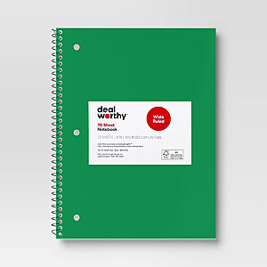 Dealworthy Subject Spiral Notebooks (Various)
