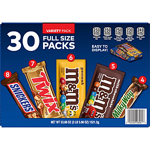 Mars Full Size Chocolate Candy Bars, Variety Pack, 30 pk. - $22.48 @ Sam's Club