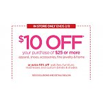 $10 off Your In-Store Purchase of $25 or more on Select Apparel, Shoes, Accessories &amp; Home @ JCPenney B&amp;M - Valid 02/05/14 to 02/08/14