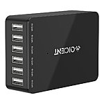 QICENT 6-Port 10A (50W) Family-Sized Smart USB Desktop Charger (Black or White) for $13.99 + Free Shipping @ Newegg.com