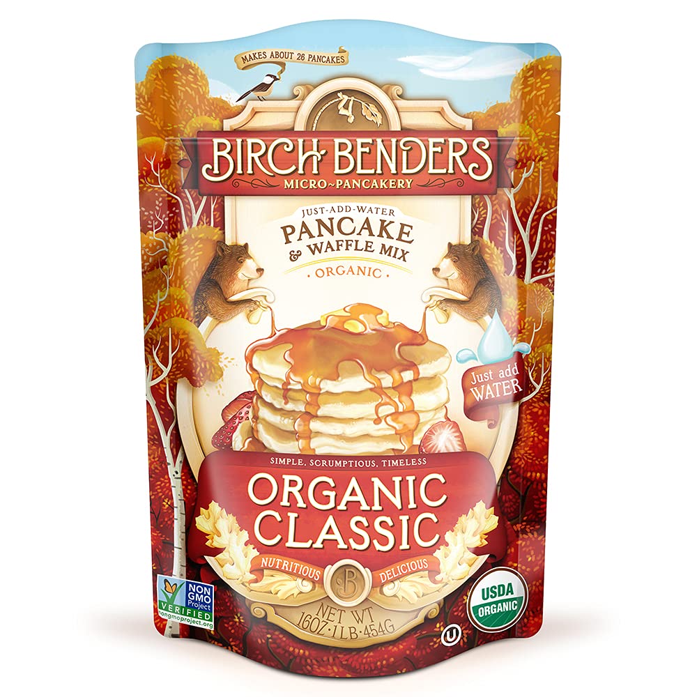Birch Benders Organic Non-GMO Whole Grain Pancake and Waffle Mix, Classic Recipe 16oz - $3.25 AC or less + FS w/ S&S