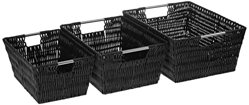 Whitmor Rattique Storage Baskets - Black - (3 Piece Set) $16.15 + FS w/ Prime