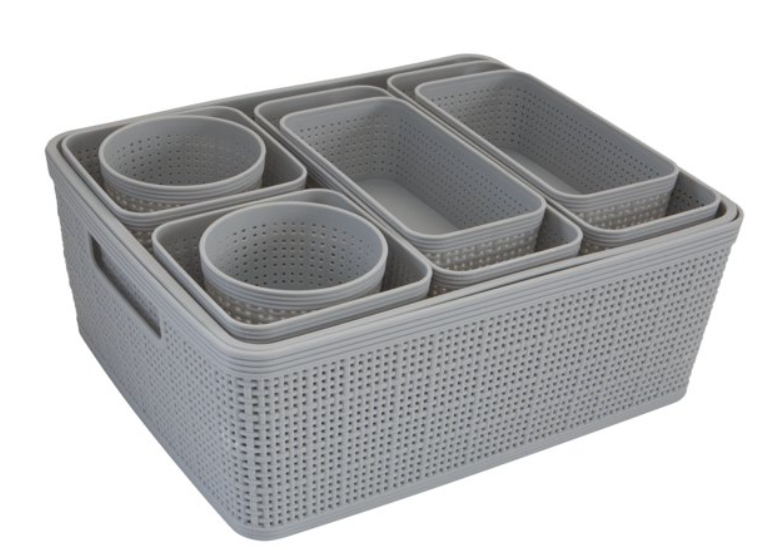 Simplify 10-Pack Plastic Organizing Basket Set (White or Gray) $14.63 + FS w/ W+
