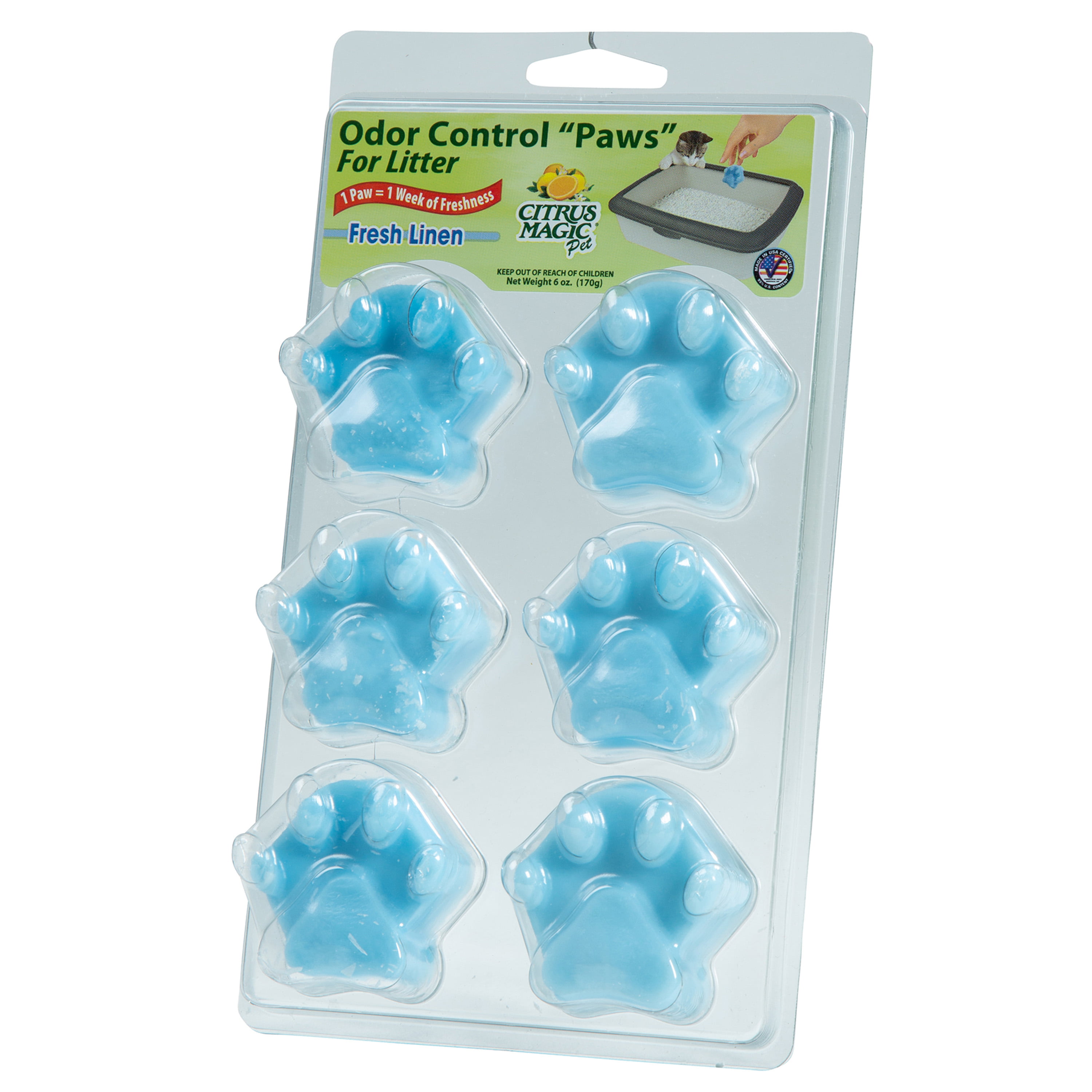 (6-Pack) Citrus Magic Pet Odor Control "Paws" For Cat Litter, Fresh Linen $2 + FS w/ W+