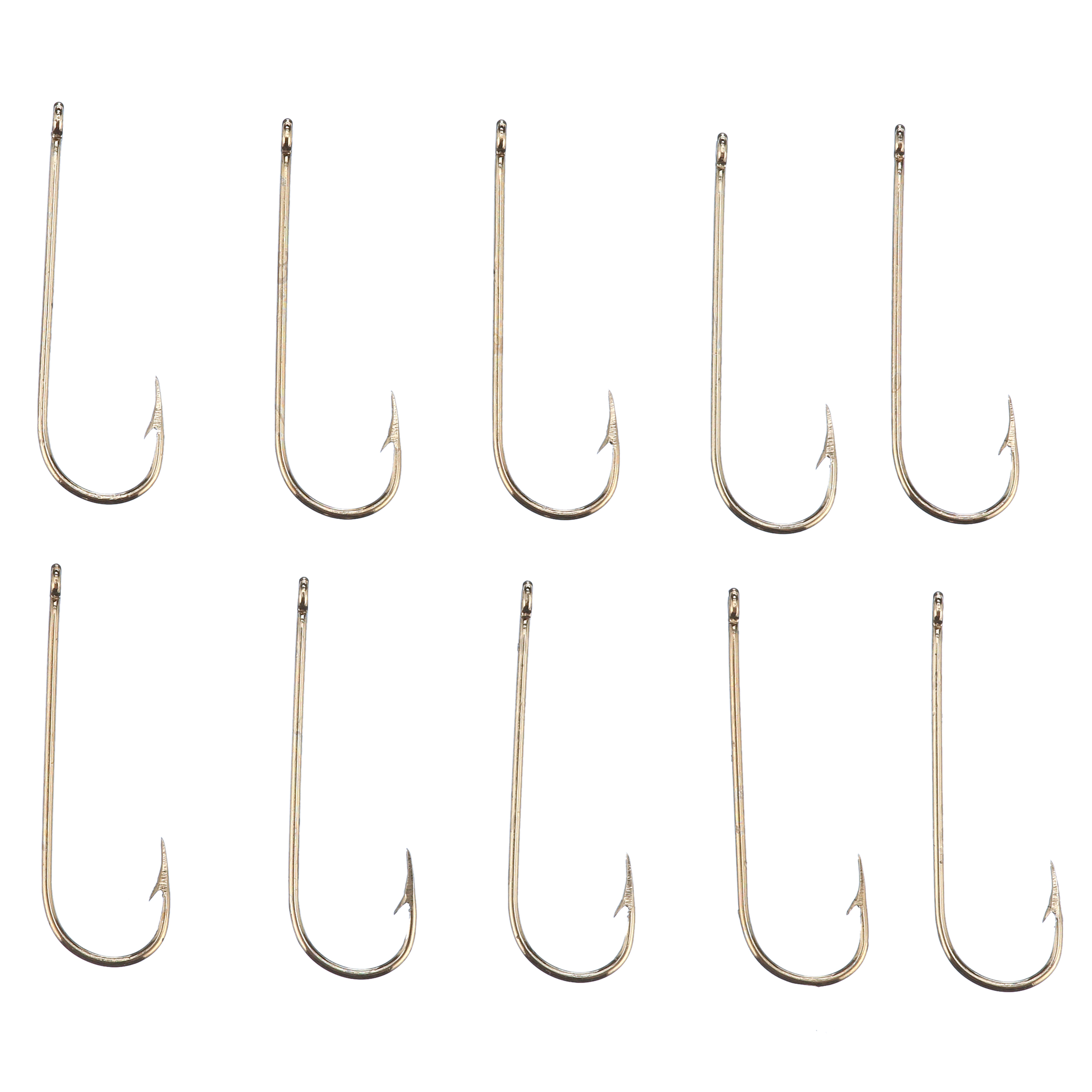 (10-Pack) Eagle Claw Aberdeen Light Wire Non-Offset Fishing Hook, Gold ...