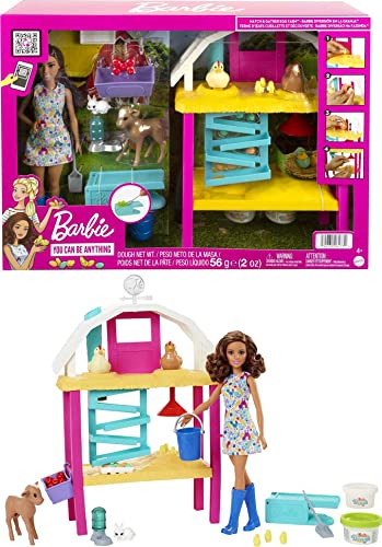 Barbie Doll and Playset with Coop, Animals, Dough, Molds and More, Hatch and Gather Egg Farm $21.34 + FS w/ Prime