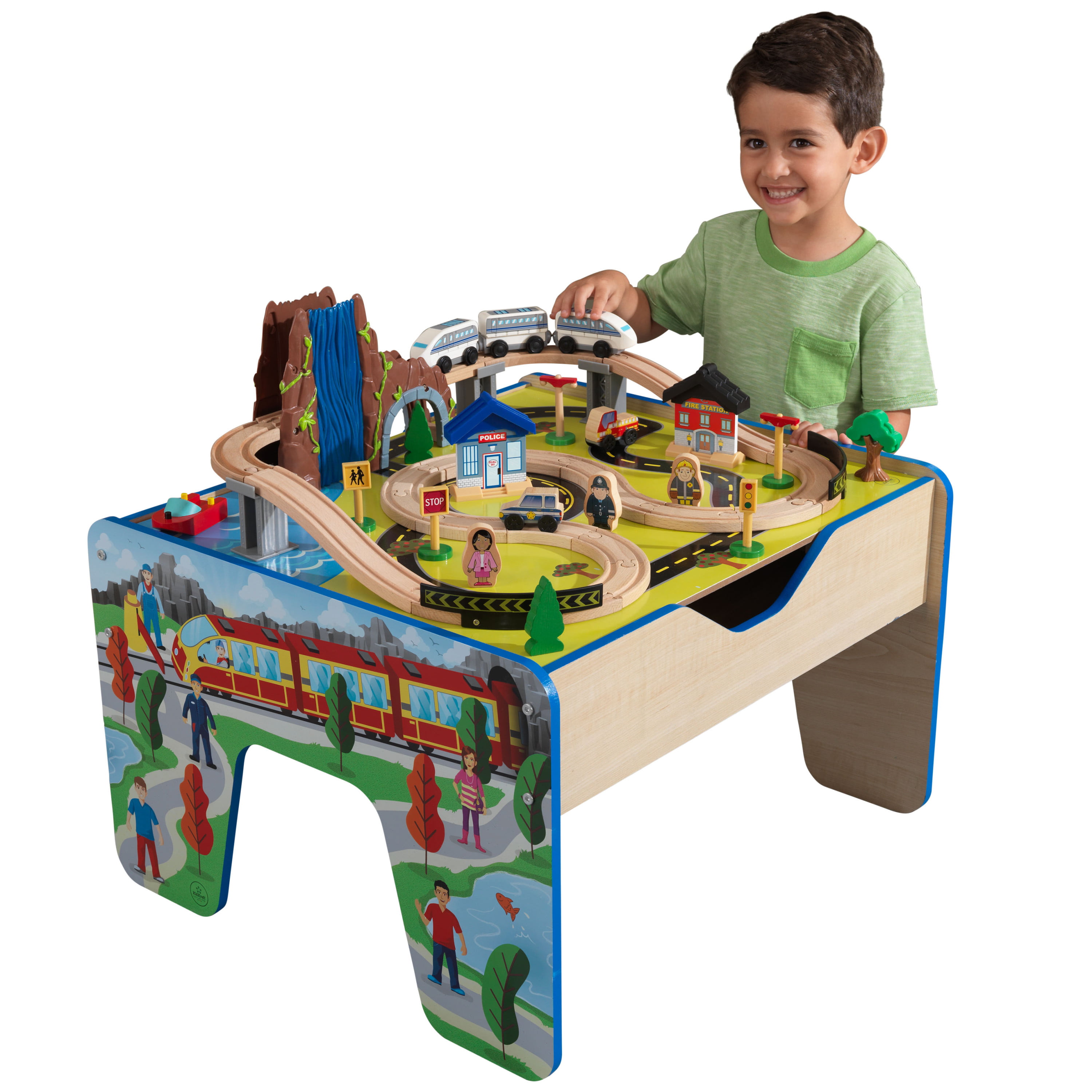 KidKraft Rapid Waterfall Train Set & Table with 46 Accessories Included