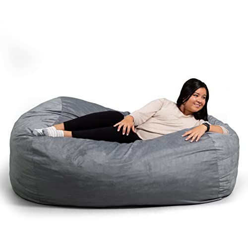 Big Joe Fuf XL Foam Filled Bean Bag Chair with Removable Cover, Gray ...
