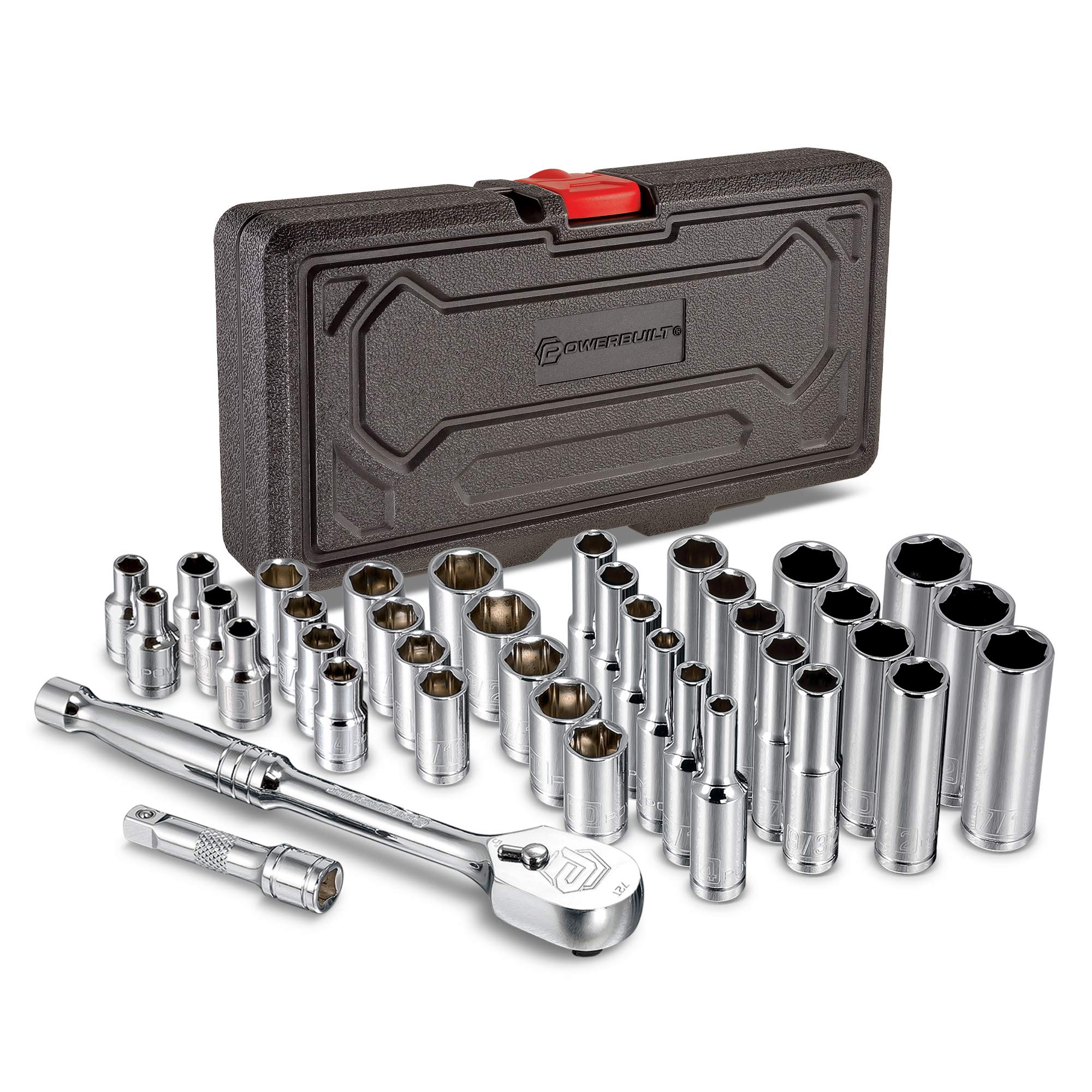 Powerbuilt 642450 38 Piece 1/4-inch Drive Mechanics Tool Set - with SAE and Metric Socket Set, 72 Tooth Seal-Head Ratchet, Automotive Tool Kit, including Case $22.09 + FS w/ Prime