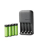 Amazon Basics 4-Bay Battery Charger + 4 AA 2000mAh Rechargeable NiMH Batteries $11.45