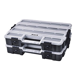 2-Pack Anvil 15-Compartment Black Interlocking Small Parts Organizer