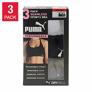 Costco Members) Puma Ladies' Sports Bra, 3-pack $15.99 + Free Shipping