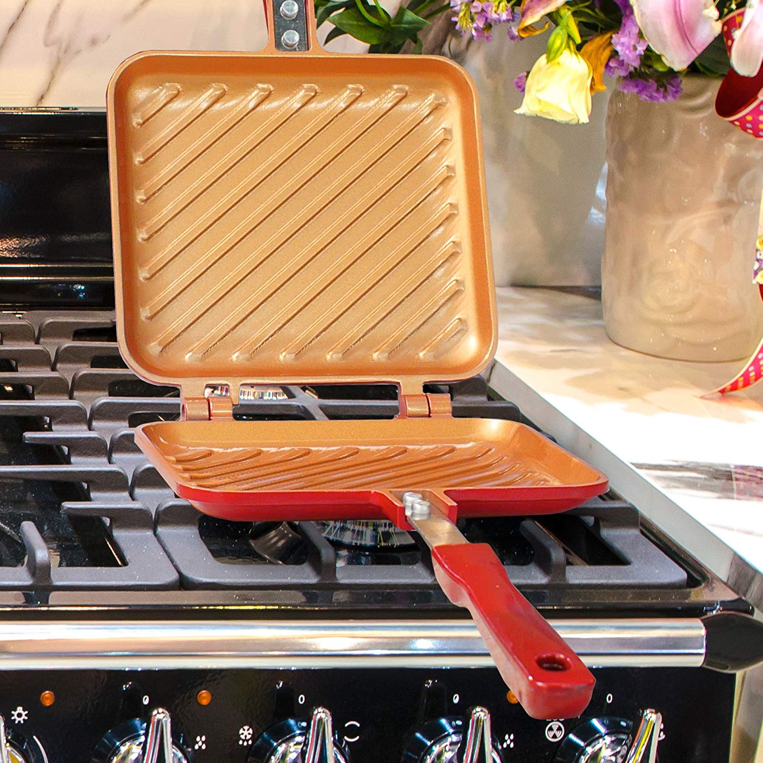 Red Copper Flipwich Non-Stick Grilled Sandwich and Panini Maker by BulbHead $4.99 FS w/ Prime