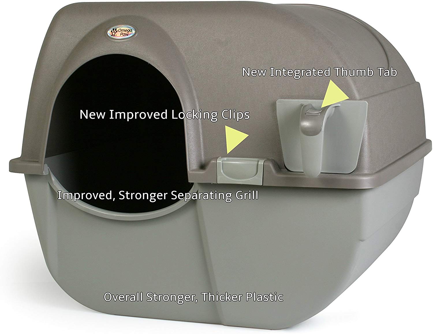 Omega Paw NRA15-1 Improved Roll 'n Clean Self Cleaning Litter Box, Regular, Pewter $9.05 FS w/ Prime