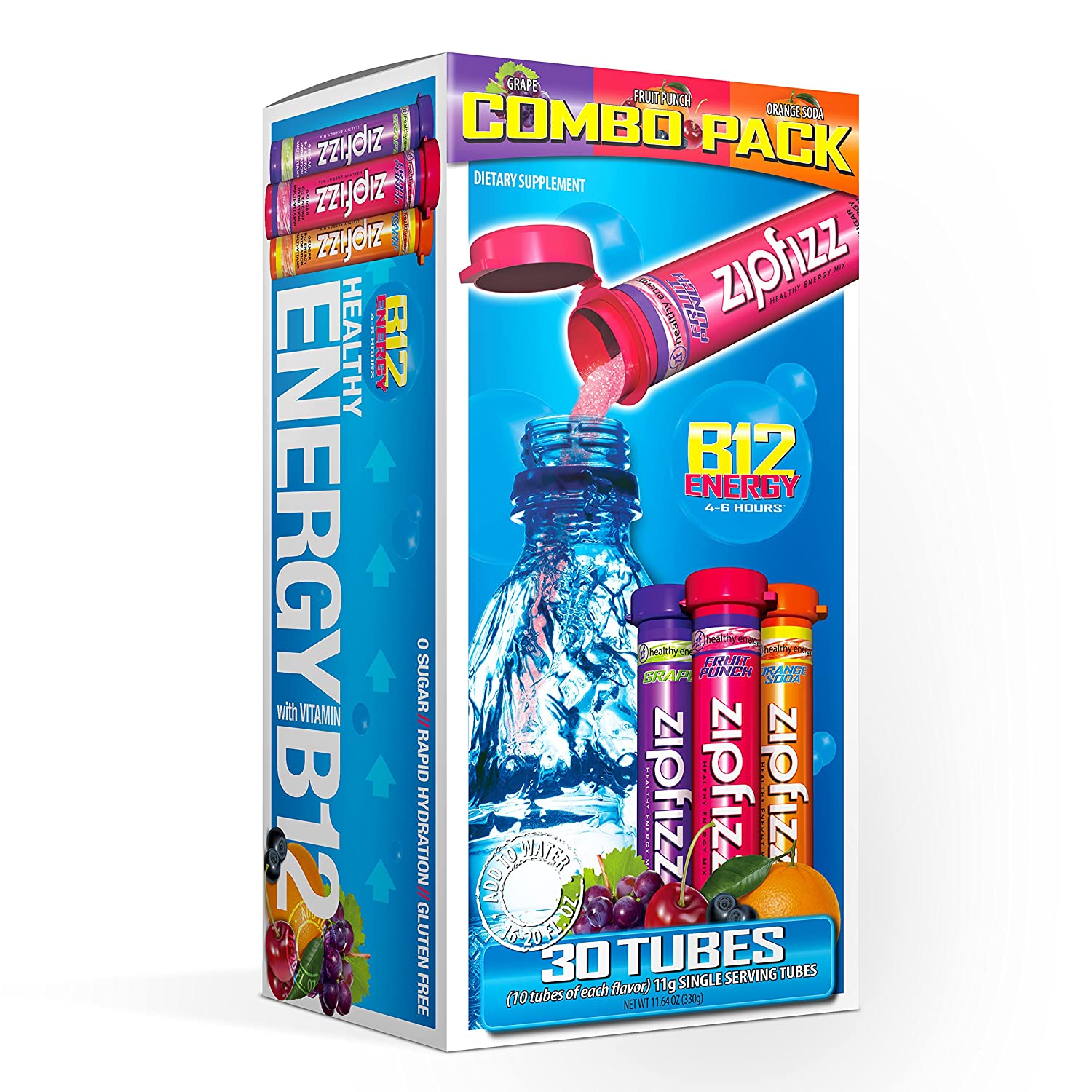 Zipfizz Healthy Energy Drink Mix, Hydration with B12 and Multi Vitamins, Variety Pack, 30 Count $20.59 or less w/ S&S