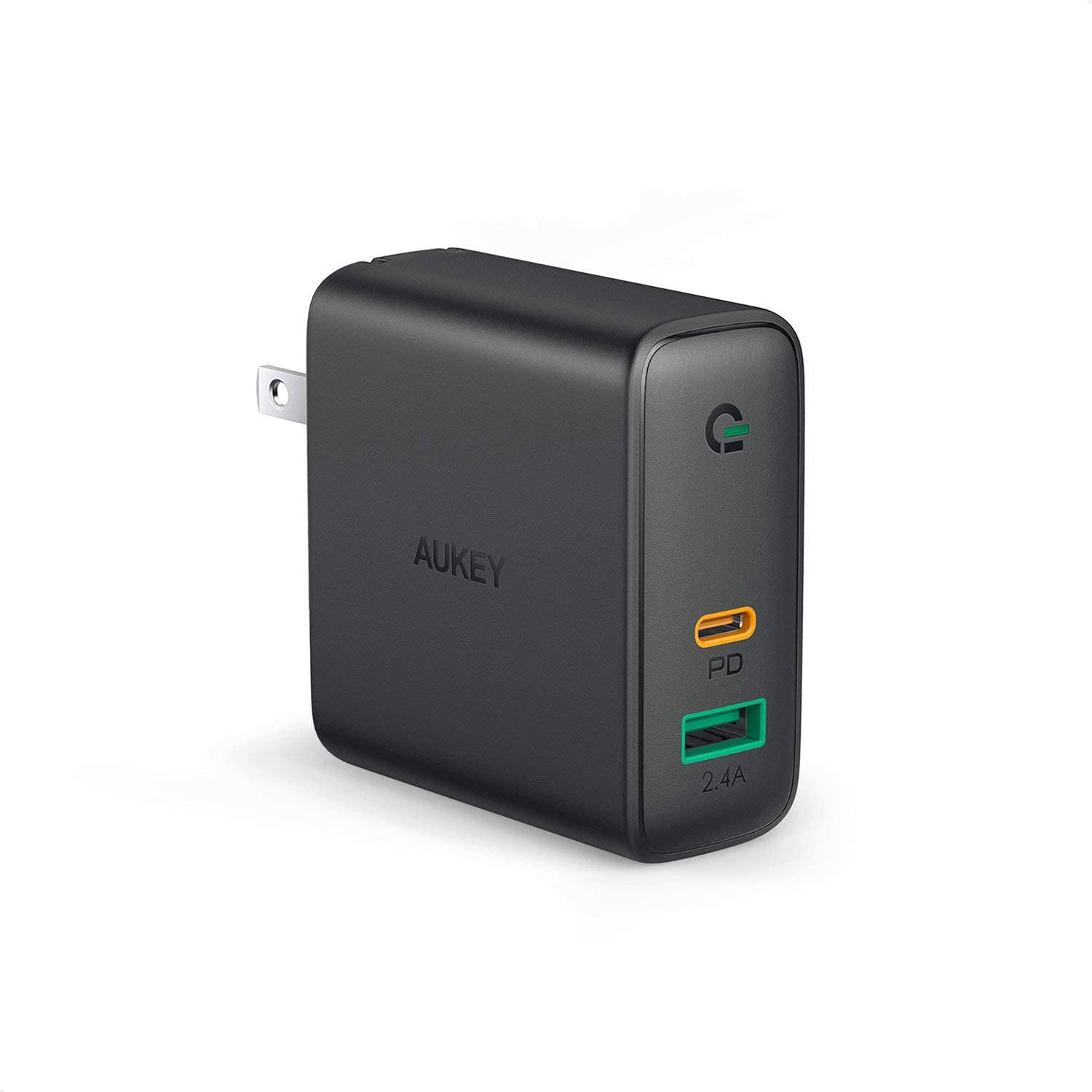 AUKEY 60W PD Charger, USB-C 2-Port Wall Charger with Dynamic Detect & USB-C 60W Power Delivery 3.0 + USB-A Charger $25.50 FS w/ Prime