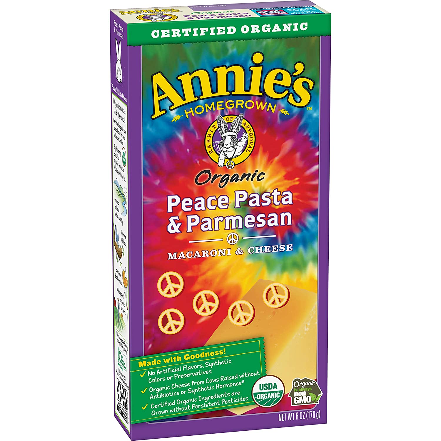 Annie's Homegrown Foods:  Organic Macaroni and Cheese Peace Pasta and Parmesan, 6 oz $2.08, Berry Patch Organic Fruit Snacks, 5ct $2.74 & More - FS w/ S&S